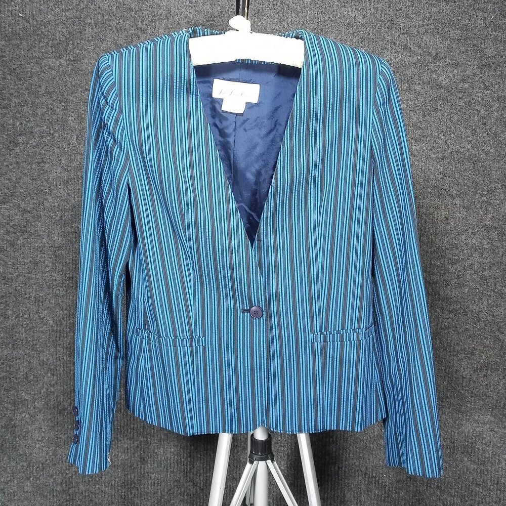 1980s Vintage Blazer in Navy & Blue Stripes from Saks Fifth Avenue